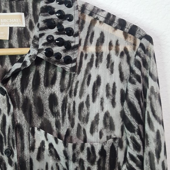 Michael by Michael Kors Snow Leopard Print Sz M - Picture 2 of 8